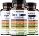 Percampuran 10 dalam 1 Imune Supplemen Booster dengan Elderberry, Zinc, Echinacea, Turmeric, Laciillus Acivoillus, untuk Dewasa (3 Pack)