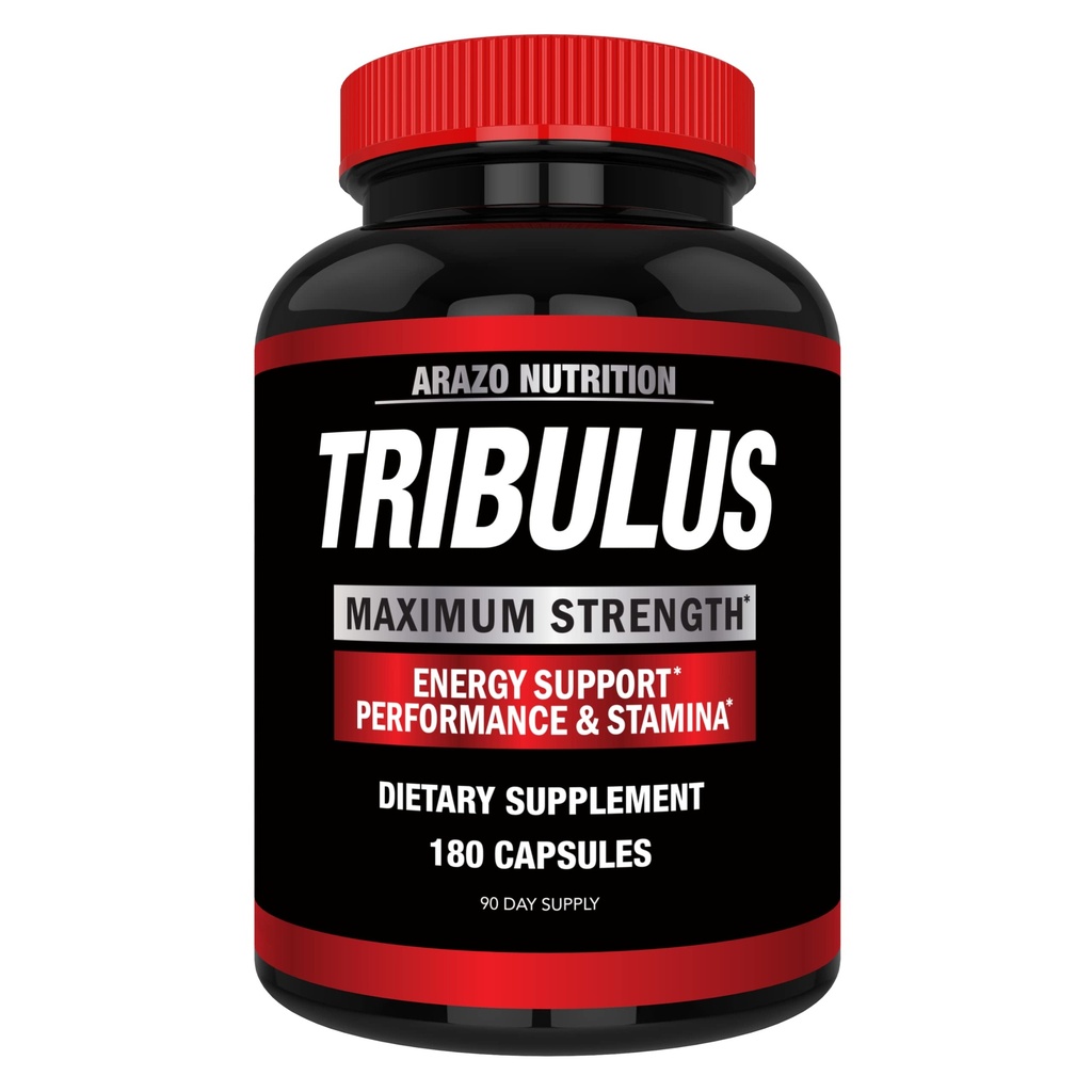 Arazo Nutrition Tribulus Terrestris 1500mg Extract Powder - 180 Capsules - Energy Booster dengan Estrogen Blocker