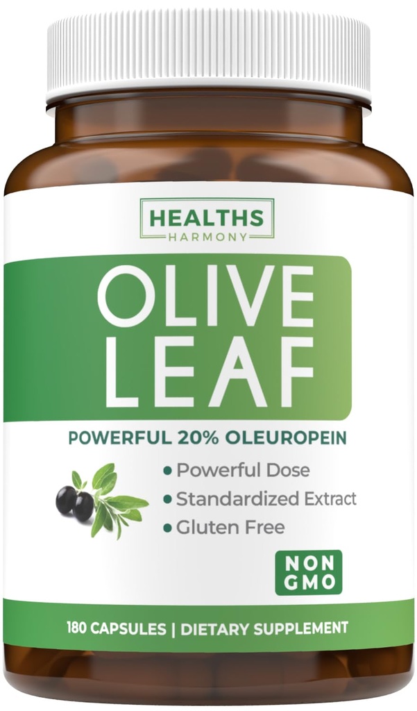 Super Power Olive Leaf Extract Capsules - Vegan Non- GMO 750mg Olive Extract with 20% Oleuropein Antioksidant Supplemen Ilegal Skin and Heart Health - Made in The USA (6 Secrets Suppply)