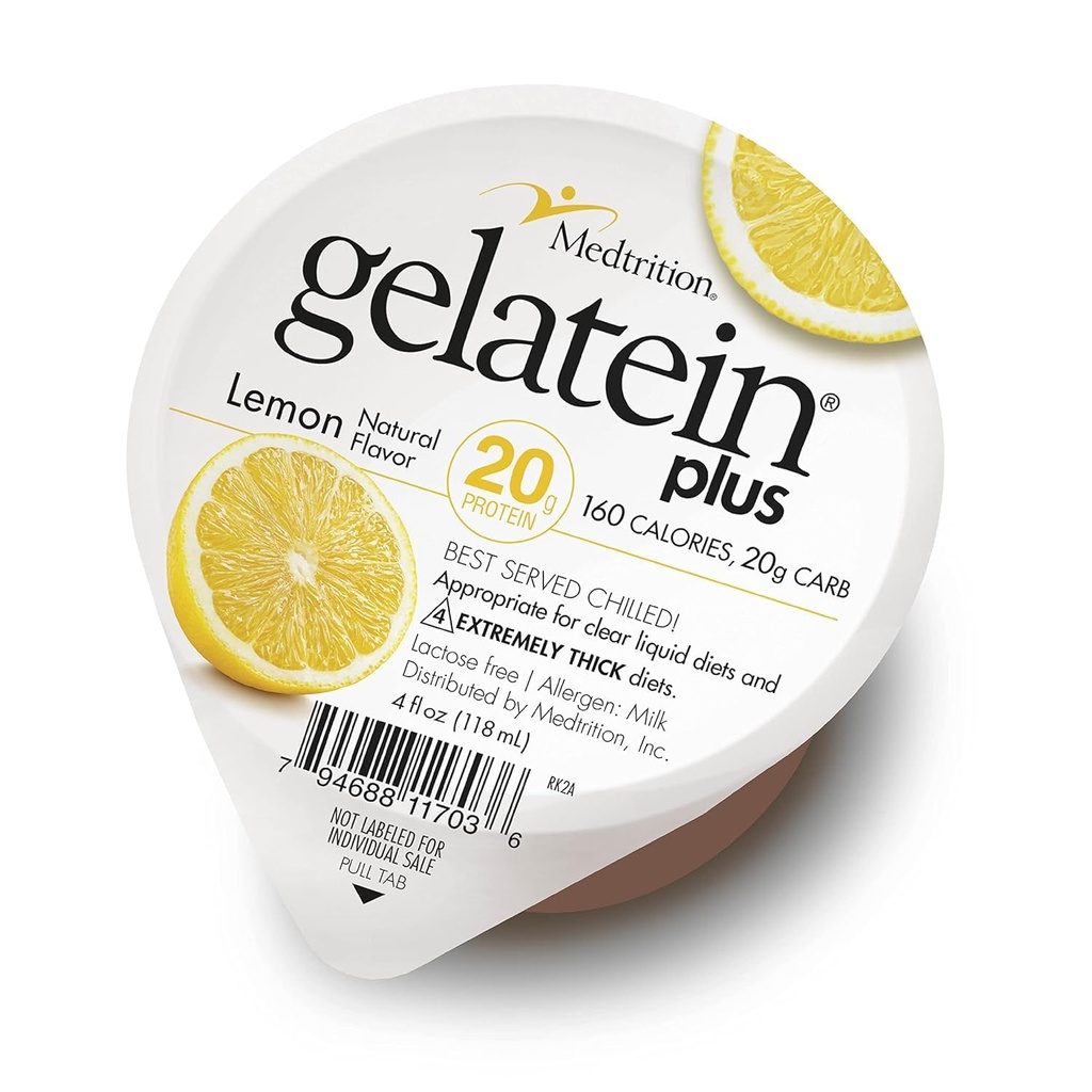 Medtrition Gelatein Plus Lemon: 20 Grams Protein. Ideal untuk Diet Cair Bersih, menelan makanan, Dialysis dan Onkologi. Great pre atau Postout Snack. (36 Pack)...