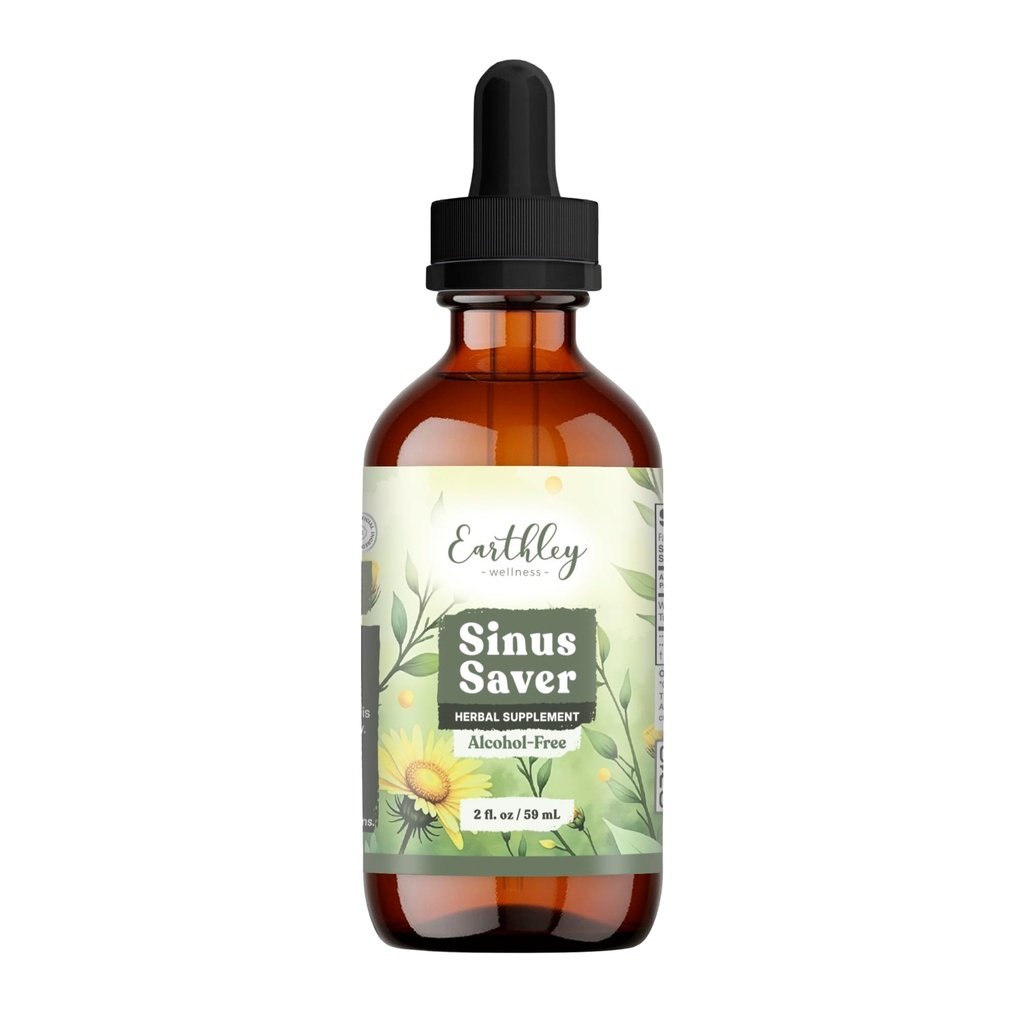 Earthley Wellness Sinus Saver, Natural Remedy, Free of Allergens, Parabens, and Preservatives, Helping Boost Vitamin C (2 oz, Alkohol Free)