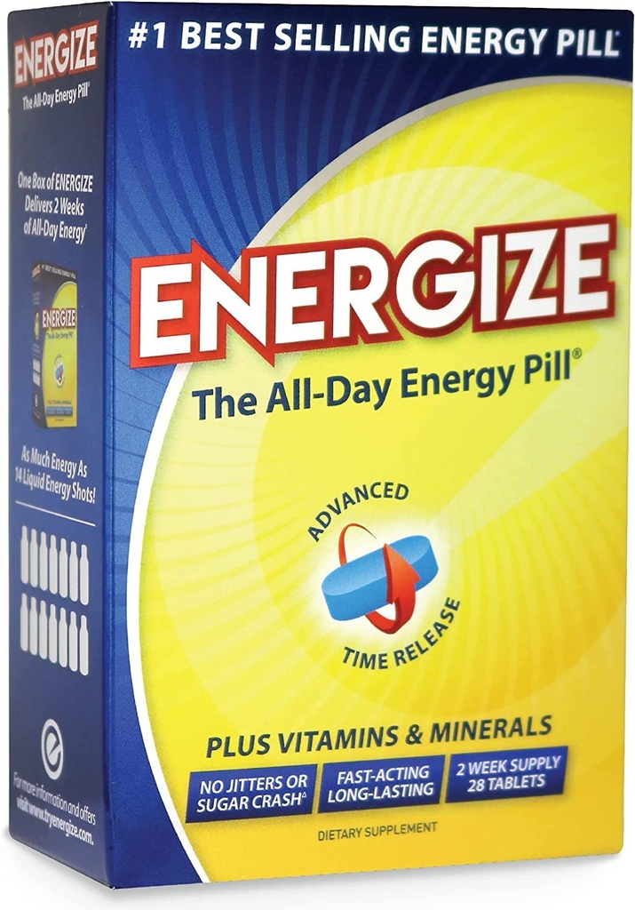 Pil Kafein Berperan Cepat Energi Pill - Supplemen Fokus Sehat - Performance, Kesertaan, dan Kejelasan Hari Semua Energi, Tidak Jitters, Ada Crash - 28 Waktu Pelepasan Tablet