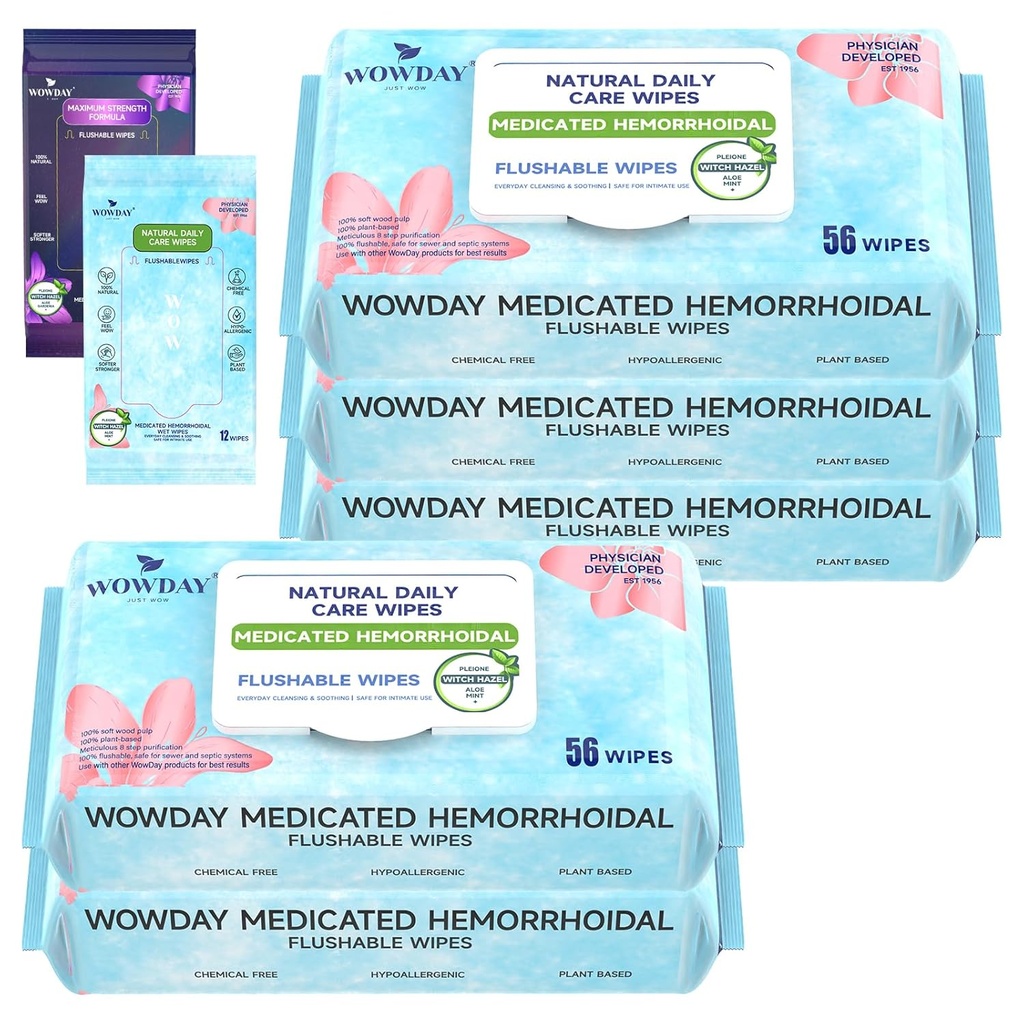 Brought Heembehoid Wipes 124; Witch Hazel Wips Ph Balanced 124; 304 Count Fragrance Free Adult Beadhoid Witch Hazels Wipe for Butt Itch Relief Soothing