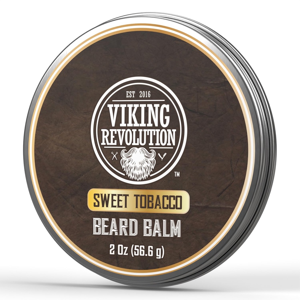 Revolusi Viking Sweet Tobacco Balm - Tembakau Berbau Beard dengan Argan Oil & Joba Oil - Softens dan Moisturizes Beard untuk Pria (2oz, 1 Pack)