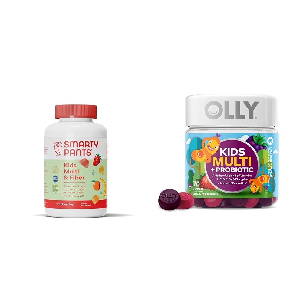 Anak SmartyPants Multivitamin Gummies and Fiber Suplemen: Omega 3 Fish Oil & OLLY Kids Multivitamin + Probiotic Gummy, Digetical and Immune Support