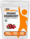 BulkSuppliments.com Organic Cranberry Extract Powder - Organic Cranberry Flavoring Powder, Sourced from Valcinium Macrocarpon Fruit - Vegan & Gluten Free, 500mg per Serving, 250g (8.8 oz) (Paket 1)