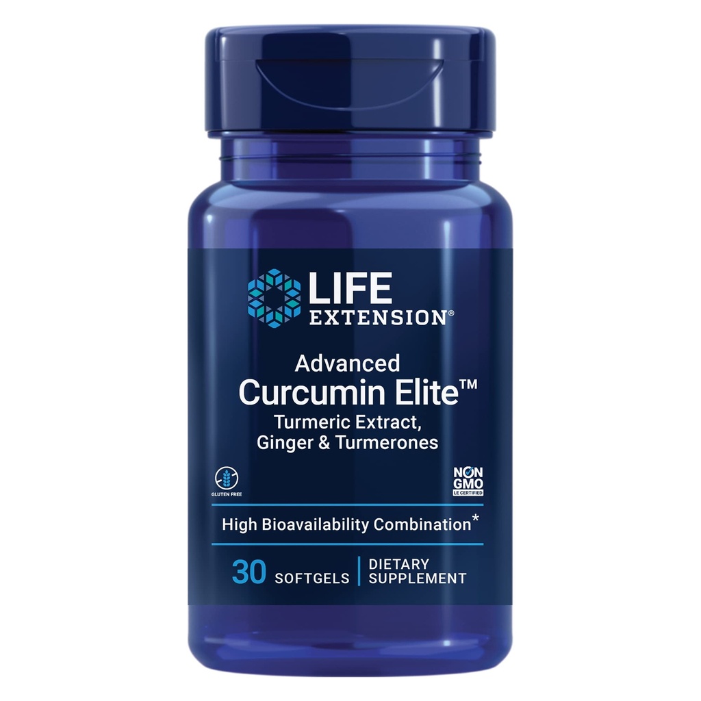 Ekstensi Hidup Lanjutan Curcumin Elite Turmeric Extract, Ginger & Turmerones - untuk Inflammation Health Suftgels dan Cardiovascular & Brain Health - Gluten- Bebas, Non-GMO - 30 Softgels