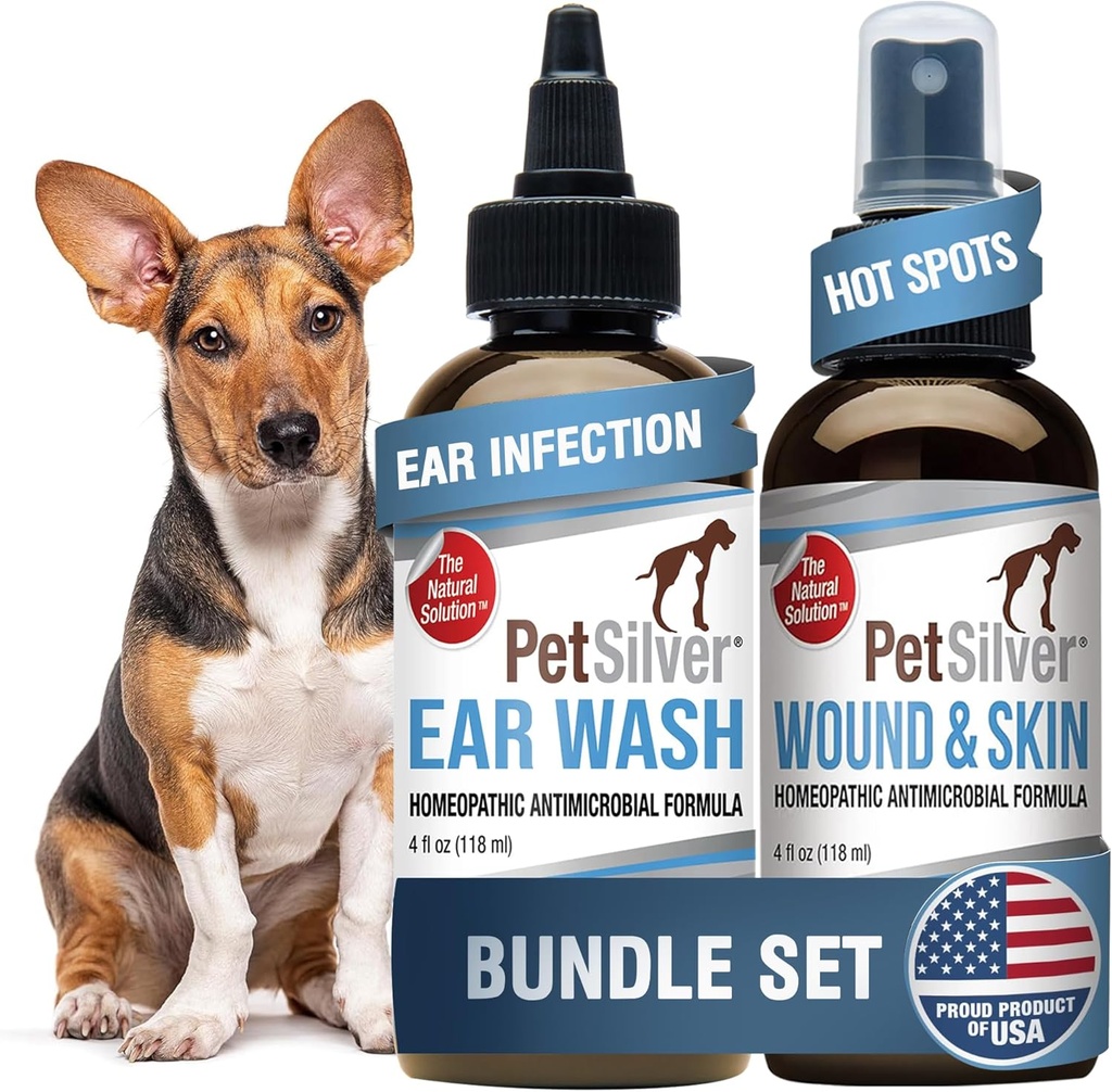 Petsilver - Weund & Skin Spray (4) and Ear fl oz (8 fl oz dipatenkan Perak - Weund Care, Hot Spot, & Itch Relief Spray