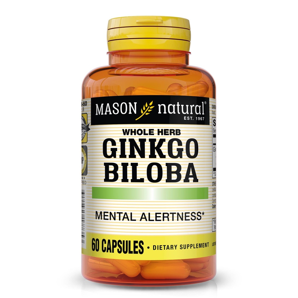 Mason Alam Ginkgo Biloba, 1 Bulan Suply, Membantu Improve Sentility Mental & Dukung Fungsi Otak Optimal, 60 Kapsul