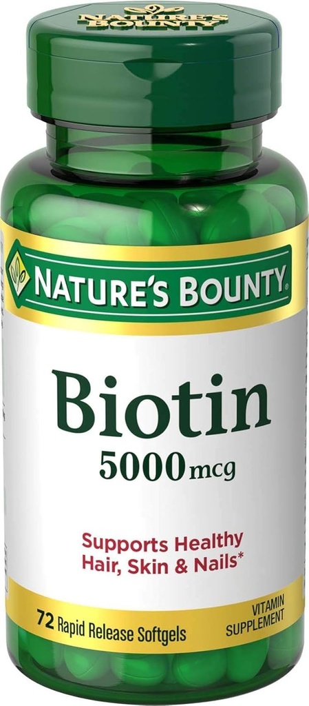 Nature 's Bounty Biotin 5000 mcg Liquid Softgels 72 ea (Pack of 5)