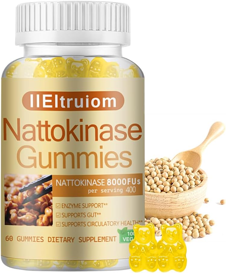 Tambahan Nattokinase 8.000 FU £400mg Per Serving, Hawthorn & Beet Root Extract, Nattokinase Tradisional Natto Ekstrak Sumber, 60 Negara