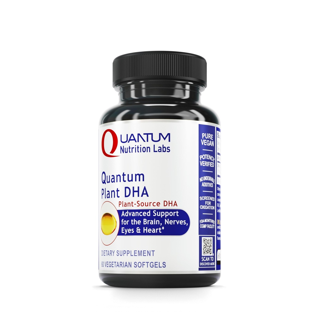 Kuantum Nutrition Labs Plant DHA - Non- GMO Vegan DHA dengan Omega 3 Fatty Acids, Algae Based DHA for Women, Natural DHA Supplemen bagi Vegan - 60 Vegetarian Softgel Capsules