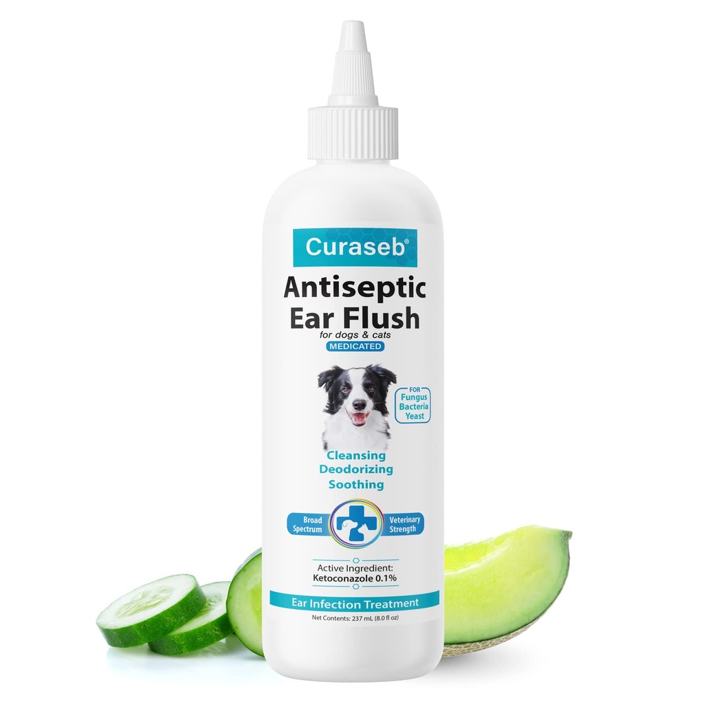 Curaseb Dog Ear Treatment Solution - Soothes Itchy & Inflamed Ears - Cleans Debris and Buildup - 8oz