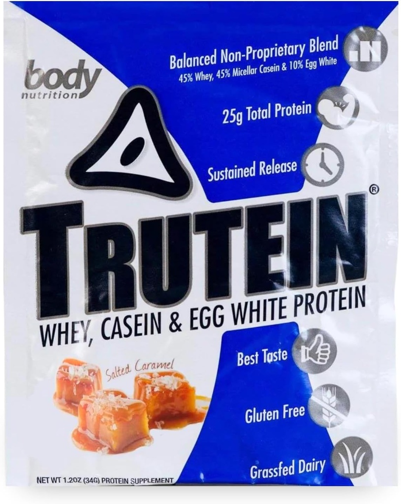 Nuklir Tubuh, Bubuk Protein Trutein, Shake Breakfast, Pengganti Meal, Pra dan Post Workout Recovery Drink Mix, 25 Grams Protein, Salted Caramel, 34 Gram Sample