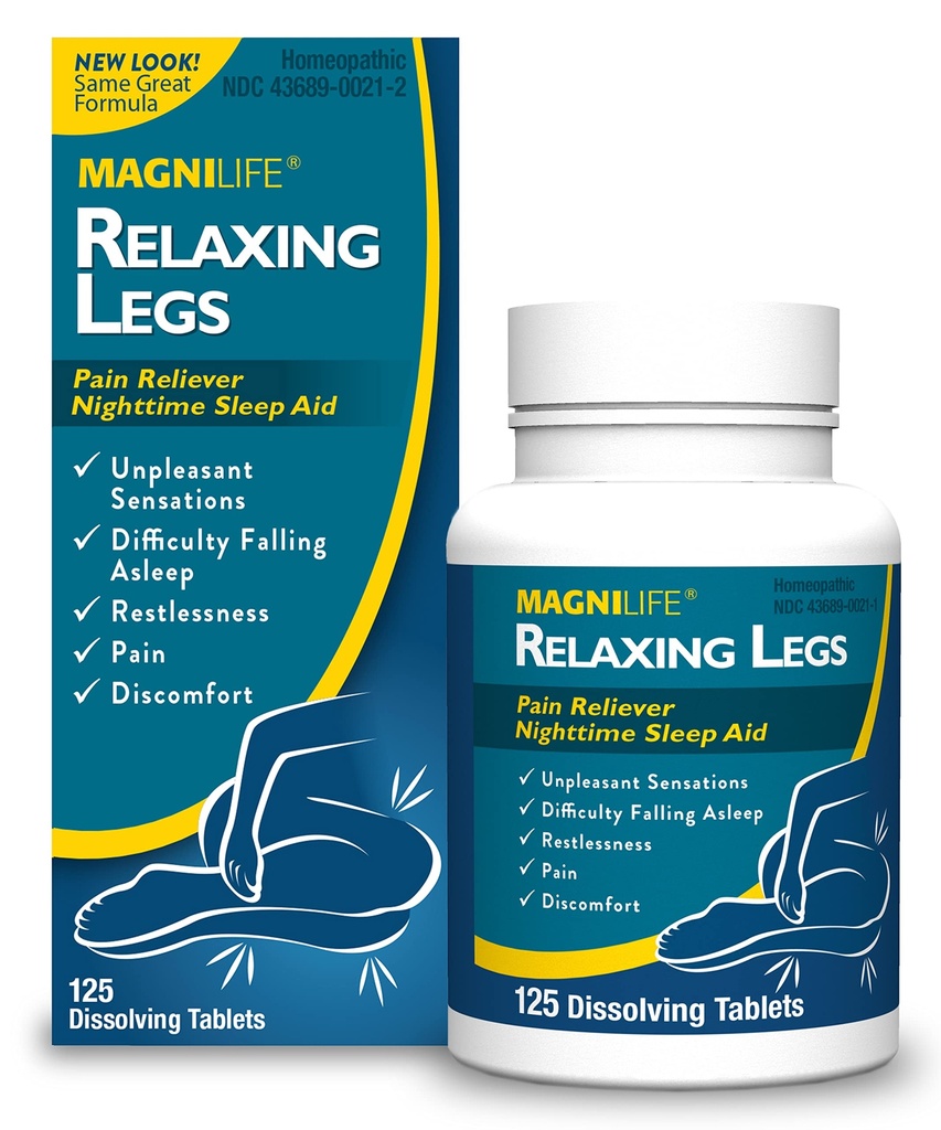 MagniLife Relaxing Legs, Restless Legs, Natural Sleep Aid and Pain Reliever, Calms Jerks, restless, and Dissolve - 125 Quick Dissolve Tablets