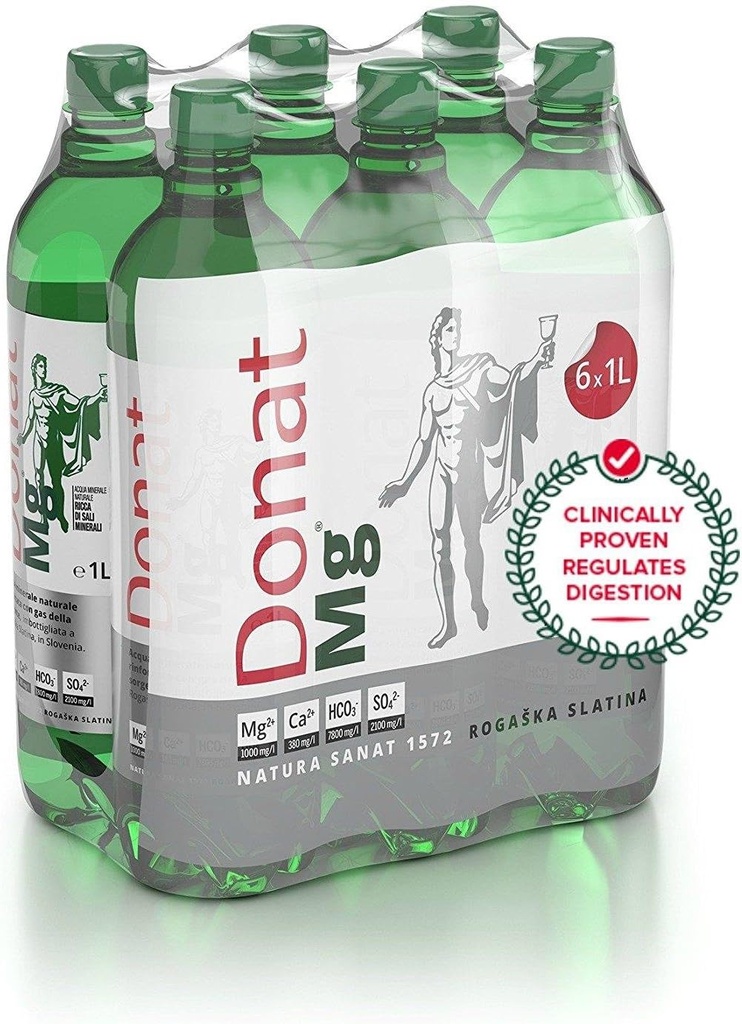Natural Magnesium Water - 100mg Magnesium in 10000ml "Donat Mg" Bulk Pack 6x1L
