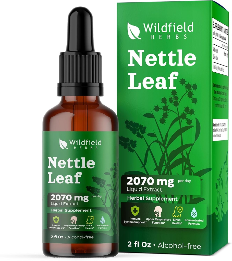 Menyetrum Nettle Leaf Extract Drops 2000mg (Urtica dioica L.) Herbal Suplement Absorbs Better Than Capsules, 1 Bulan Supply, 84 Servis, Alcohol- Free Tacture - 2 Oz, Paket 1