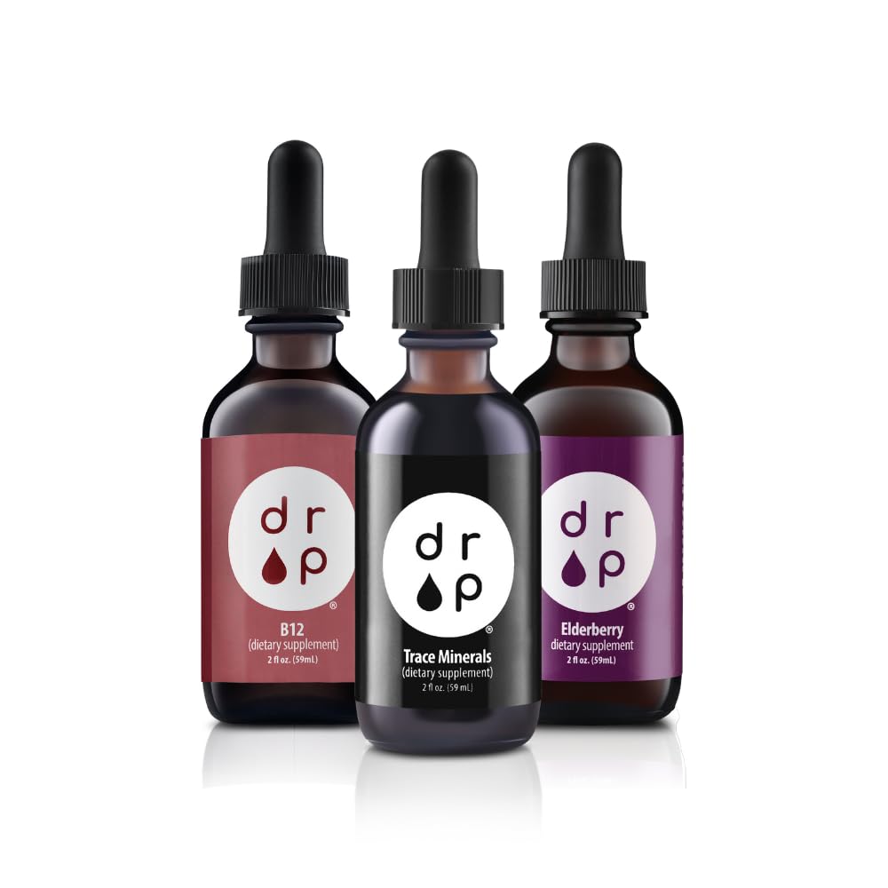 Suplemen Penambahan Organik Lacak Mineral Drops, Elderberry Drops dan Vitamin B12 Drops Bundle