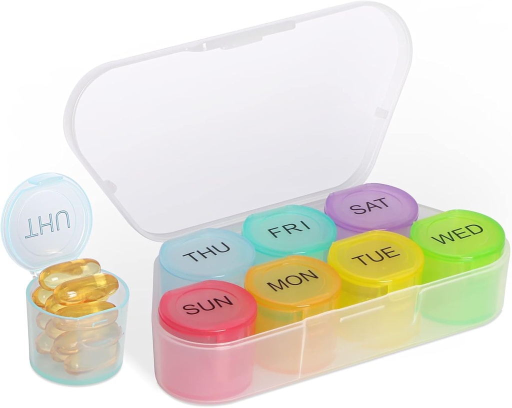 NatureTouch Weekly Pill Organizer, BPA Free Medicine Organizer Rainbow 7 Day Pill Box, Daily Portable Pill Container for Pills / Vitamin / Fish Oil / Suplemen