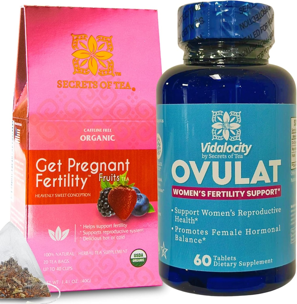 Rahasia Fertilitas Teh Bundle - Fertilitas Tea dan Suplemen Kesuburan Untuk Perempuan, Prenatal Vitamin dengan Inositol, Vitex dan Fungle Untuk Membantu Dukungan Keseimbangan Hormone untuk Perempuan