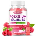 Potassium Gummies, Potassium Chloride 1000mg untuk Orang Dewasa, Sugar- Free Potasium Gummies Dukungan Keseimbangan Electrolite & Kaki Kurungan Perempuan & Pria, Raspberry Flavor, 60 Cacah
