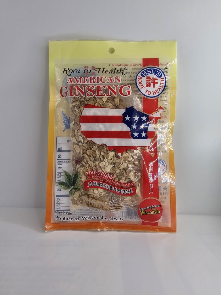 Hsu Root to Health American Ginseng Slices, 1 oz, Cultivated in Marathon County, Wisconsin USA