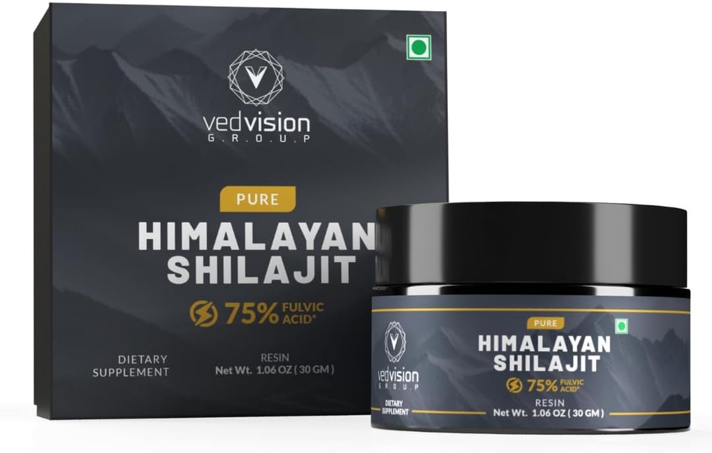Himalaya murni Shilajit Resin, 400mg Potensi Tinggi A dengan 75% + Fulvic Acid & 85 + Trace Minerals, Murni Shilajit untuk Pria & Women - dengan Laporan Tes Lab - 75