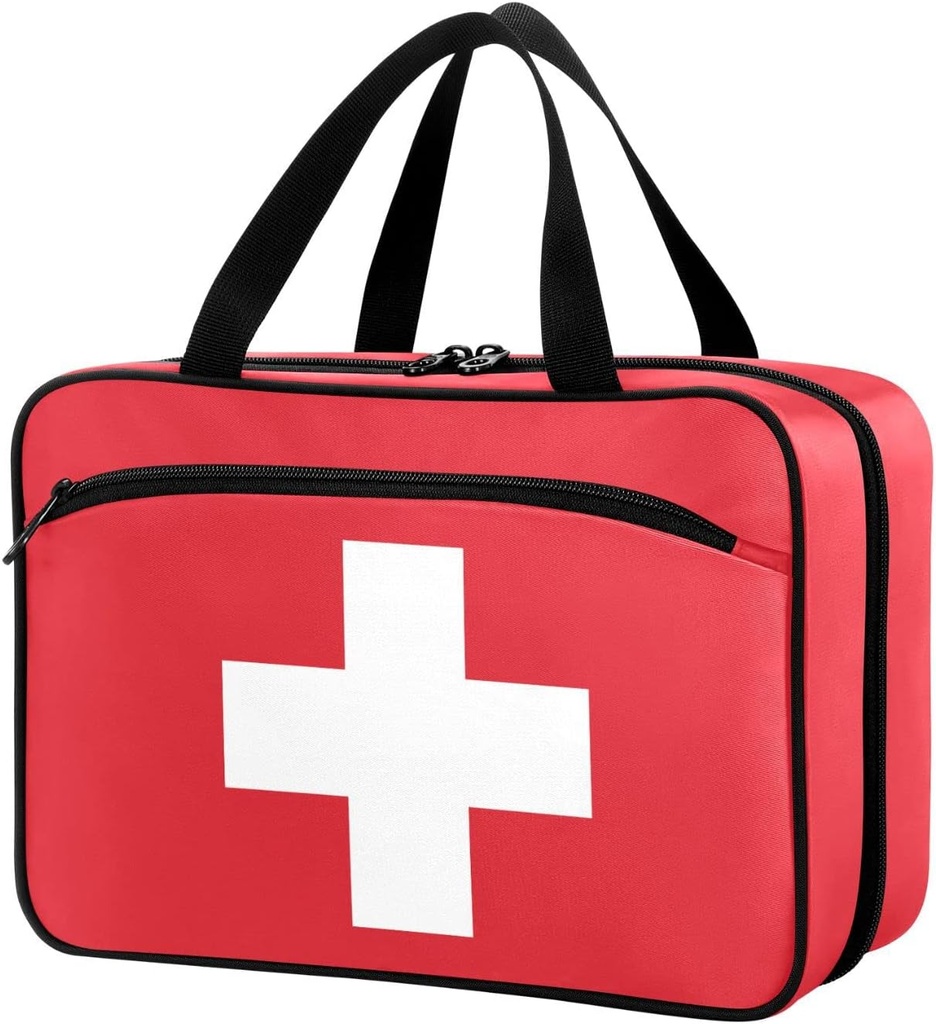 Naanle Pill Organizer Bag Travel Pill Bottle Organizer Rumah Penyimpanan Obat-obatan untuk Suplemen Vitamin, Palang Merah Kosong Aid Pertama untuk Camping Mobil, 1.0 Cacah