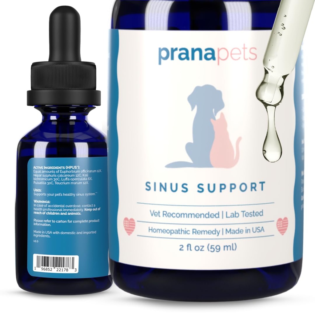 PranaPets Sinus Dukung Tambahan Cair Bagi Pets 124; Supports Tentu Kucing & Dog Relief Sinus 124; Formula Alam untuk Konsumsi