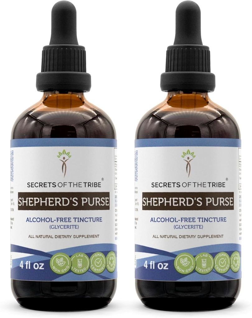 Rahasia suku Shepherd Purse Alcohol- Ekstrak Liquid Bebas, Shepherd 's Purse (Capsella Bursa- Pastoris) Rim Herb (2x4 FL OZ)