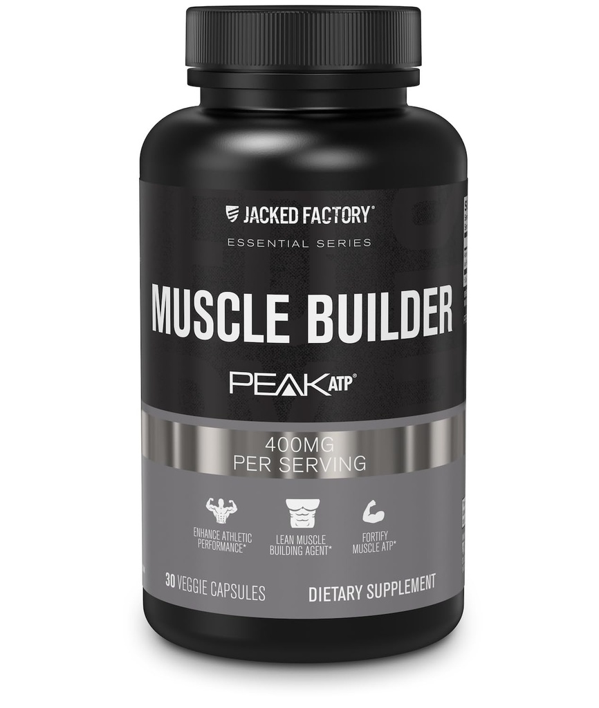 Jacked Factory Essentials Muscle Builder - ATP Muscle Builder untuk Men with Peak ATP untuk mendukung Muscle Gain, Performance Enhance Athletic, & Tingkatkan Kekuatan - 30 Kapsul