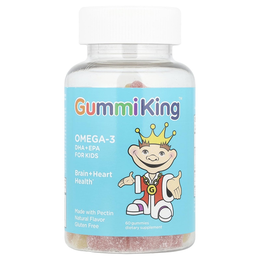 Gummi King DHA Omega - 3 Tambahan, Lemon / Orange / Strawberry, 60 Count