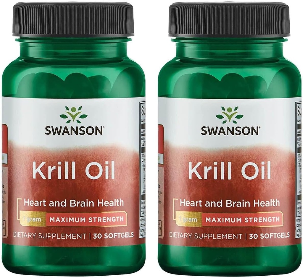 Swanson EFAS-Krill Oil - Maksimum Kekuatan 1 g, 30 Softgels (2 Pack)