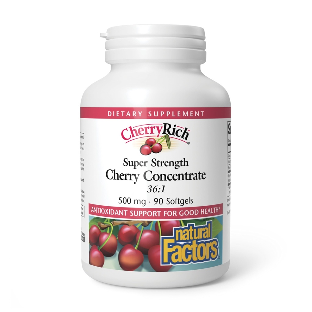 CherryRich oleh Natural Factors, Super Strength Cherry Concentrate, Antioksidant Dukungan untuk Joints Sehat dan Uric Acid Metabolisme, 90 softgeels (90 porsi)