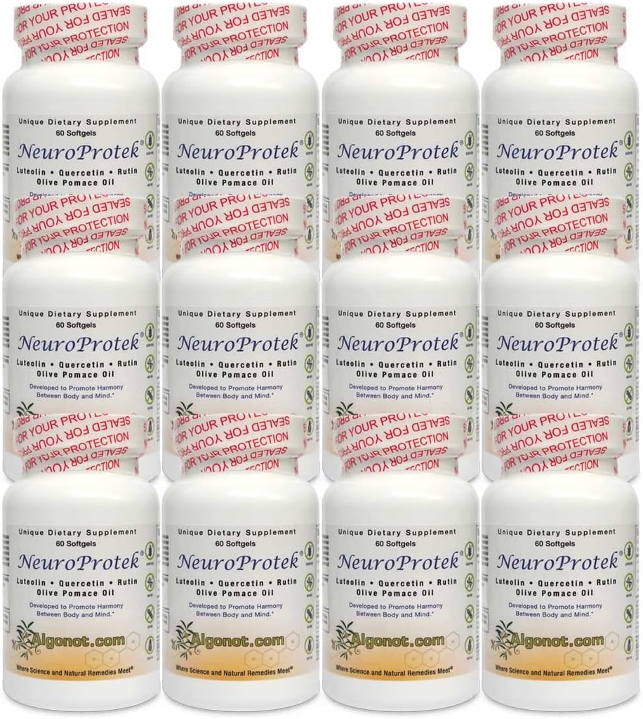 Algonot NeurroProtek 12 Pack: Satu-satunya produksi Lipomal Luteolin menggunakan Oil Popace Zaitun.