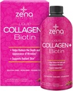 Zena Liquid Collagen + Biotin: 2500mg Collagen, 5000mcg Biotin, Verisol Formula 124; Rambut, Skin, Nail & Gabungan Dukungan 124g; Non-GMO, Campuran Berry Flavor 126; 90