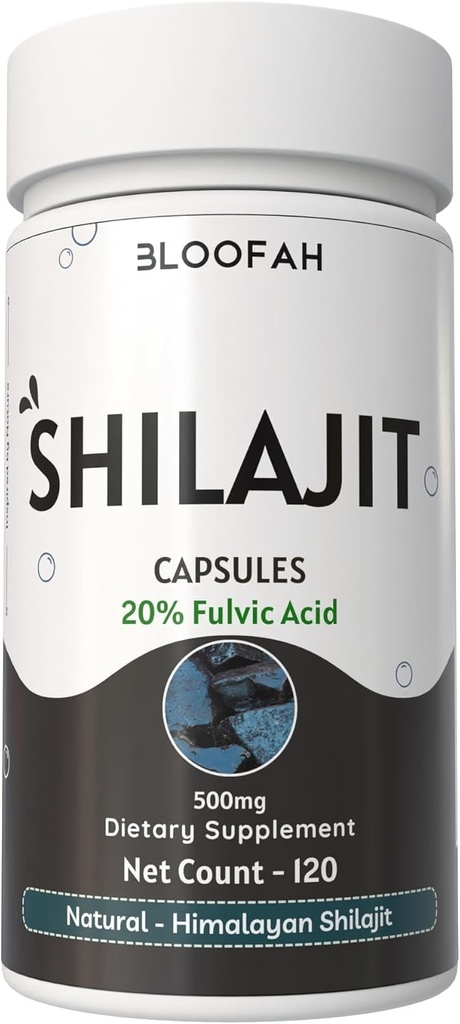 Shilajit Capsules 500mg 124; 20% Extract Purified Asphatum 124; Natural Herbal Suplement 12.4; Non-GMO, GMP-Free, GMP-Ceracted 124; Mudah untuk Swallow (120 Cacah 1)