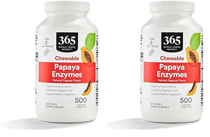 365 oleh Whole Foods Market, Papaya Enzymes, 500 Chews (Paket 2)