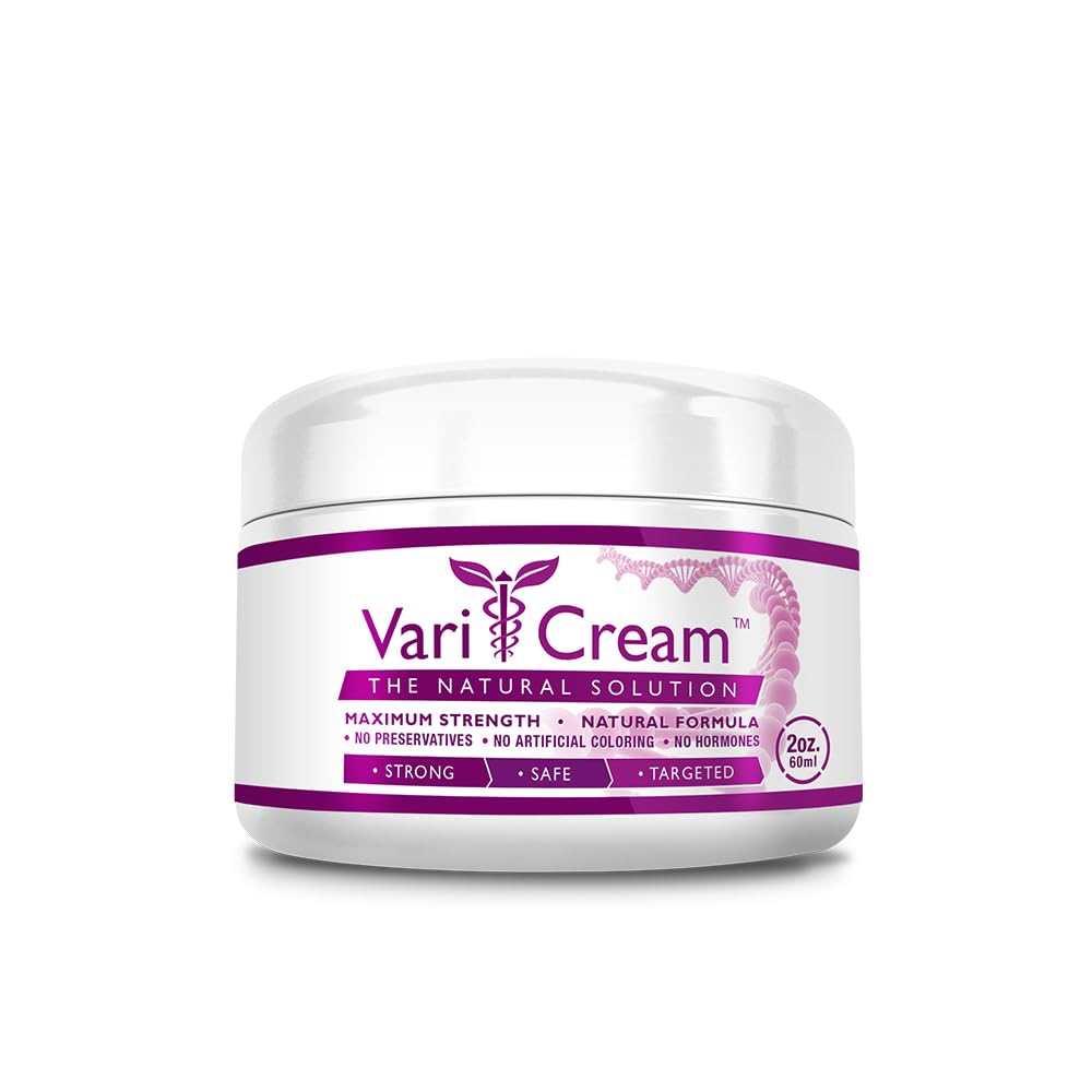 Varicose & Spider Veins Cream - Tocopherol Acetate, Butcher 's Broom, Witch Hazel - 1 Jar - 2 Oz. - Vegan
