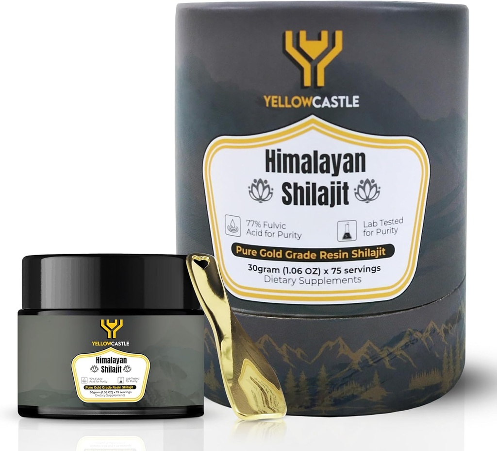 Himalaya Shilajit Resin, 124; Potency Tinggi Shilajit untuk Pria & Perempuan - 85 + Trace Minements, 75% + Fulvic Acid Energy Boost, Imune Dukung, 75 Serving Organic Resin dengan Laporan Uji Lab, 400mg