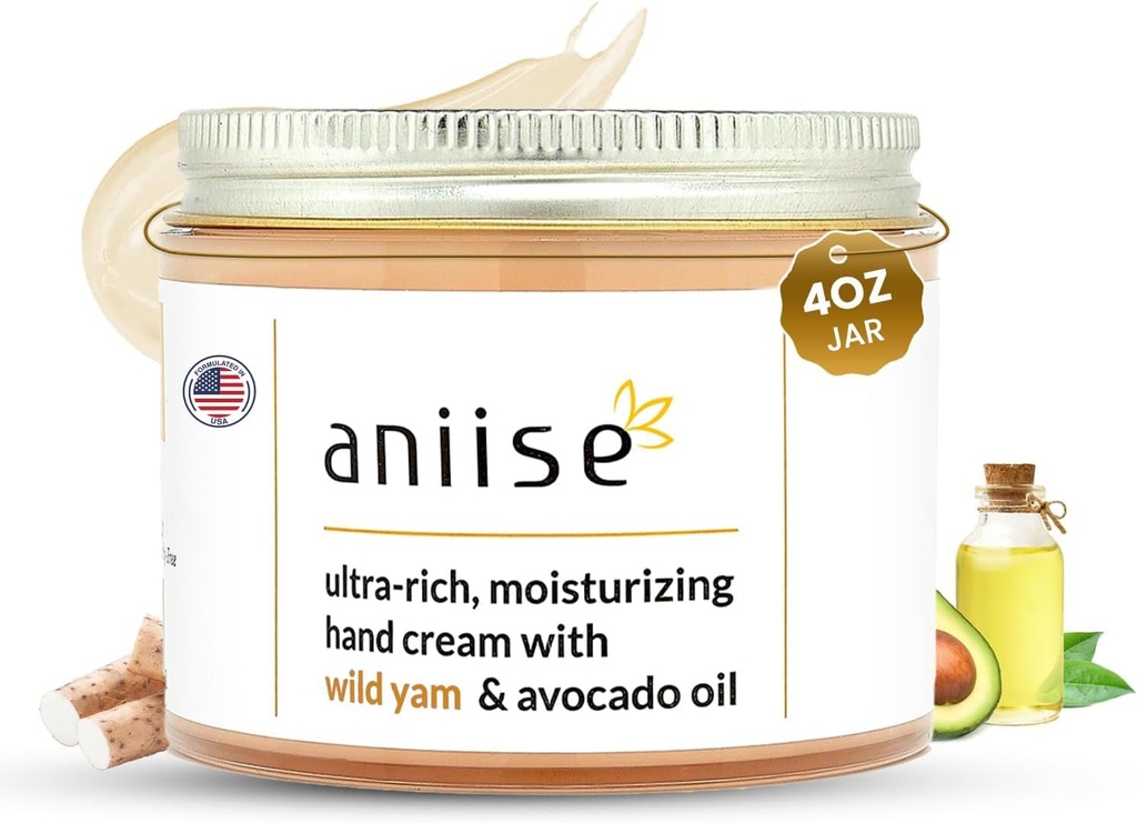 Wild Yam Hand Cream with Avocado Oil - Moisturizing & Hydrating Cream for Soft, Smooth, Youthful Hands - Fights Dryness - Vegan, Cruelty- Free - 4 flf oz (120 mL)