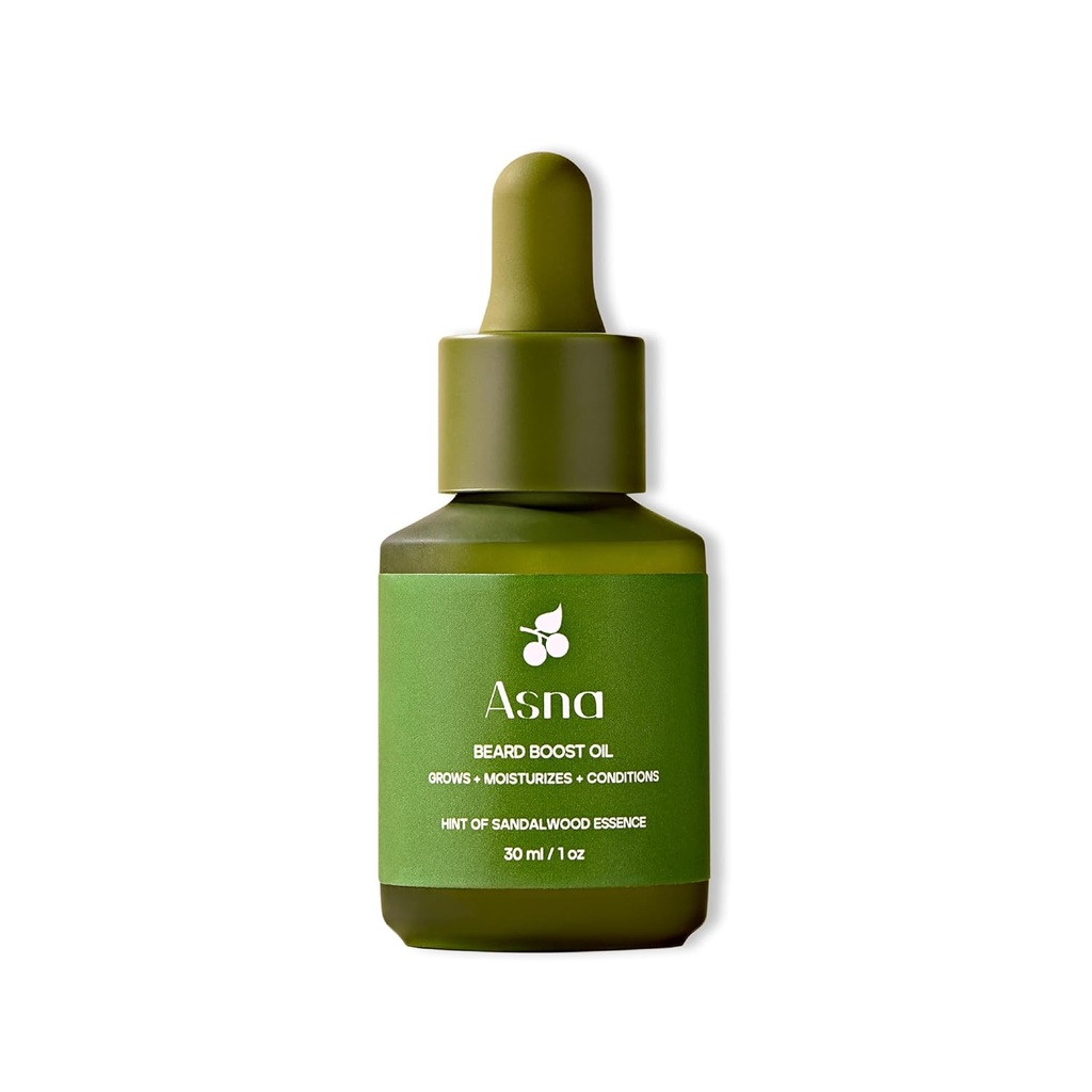 Asna Beard Boost Oil - Cold- Press, All Hair Types, Stimulates Growth, Neushing & Moisturizing, Ayurvedic & Antioksidants untuk Softer, Fuller Beard