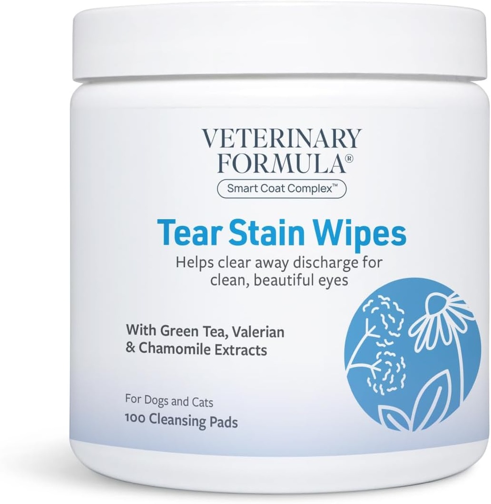 Veterinary Formula Smart Coat Complex Eye + Face Wipes for Dogs & Cats, 100 ct