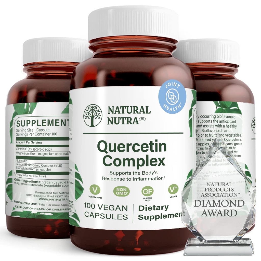 Natural Nuercetin Complex with Bromelain and Vitamin C Citrus Bioflavonoid Suplement, Dukung Tubuh untuk Perubahan Musim & Tubuh, Promestes Liver Health, 100 Vegan dan Vegetarian Capsules