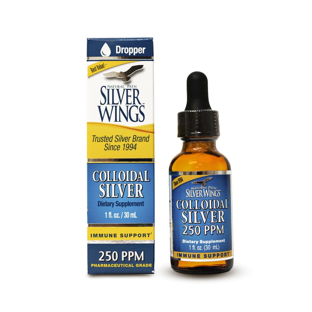 Path Natural Silver Wings Colloidal Silver Liquid - Enhanced Immune Supplemen - 250ppm (1250mcg) - 1oz Dropper