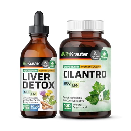 BIO KRAUTER Liver Detox Ticture 4 Fl Oz. & Cilantro 100 Capsules