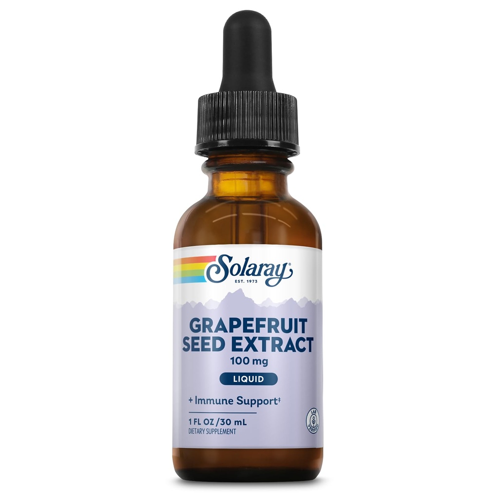 Ekstrak Benih Grapefruit SOLARAY mengeluarkan 100mg - Wellness Supplement Liquid Drops, Garansi Uang 60 Hari, Lab Verifikasi, Diterima, 100 Pelayan, 1 FL OZ