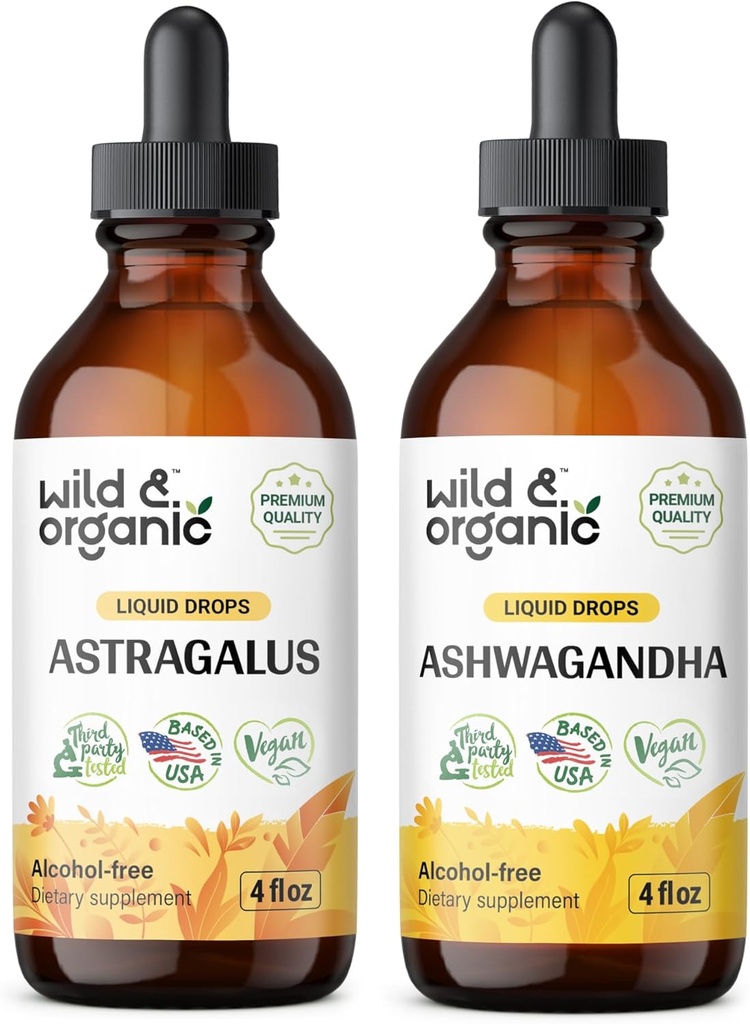 Wild & Organic Astragalus Ticture 4 fl oz & Ashwagandha Tacture 4 fl oz