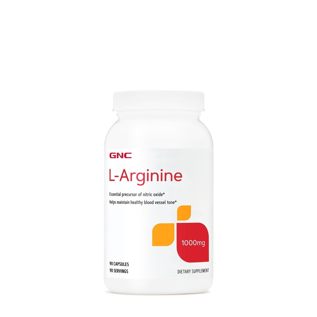 GNC L Arginine 100mg Suppplement, Support Healthy Blood Vessel Tone, 90 Servis