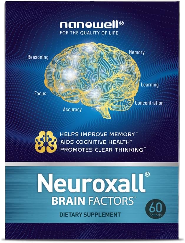 Neuroxall Brain Factor - Dukungan kognitif dengan Vitamin B6, Astaxanthin, Ginkgo Biloba Ekstrak & Phoshatidyserine - Boosts Brain Health, Memory & Focus - 60 Softgeels